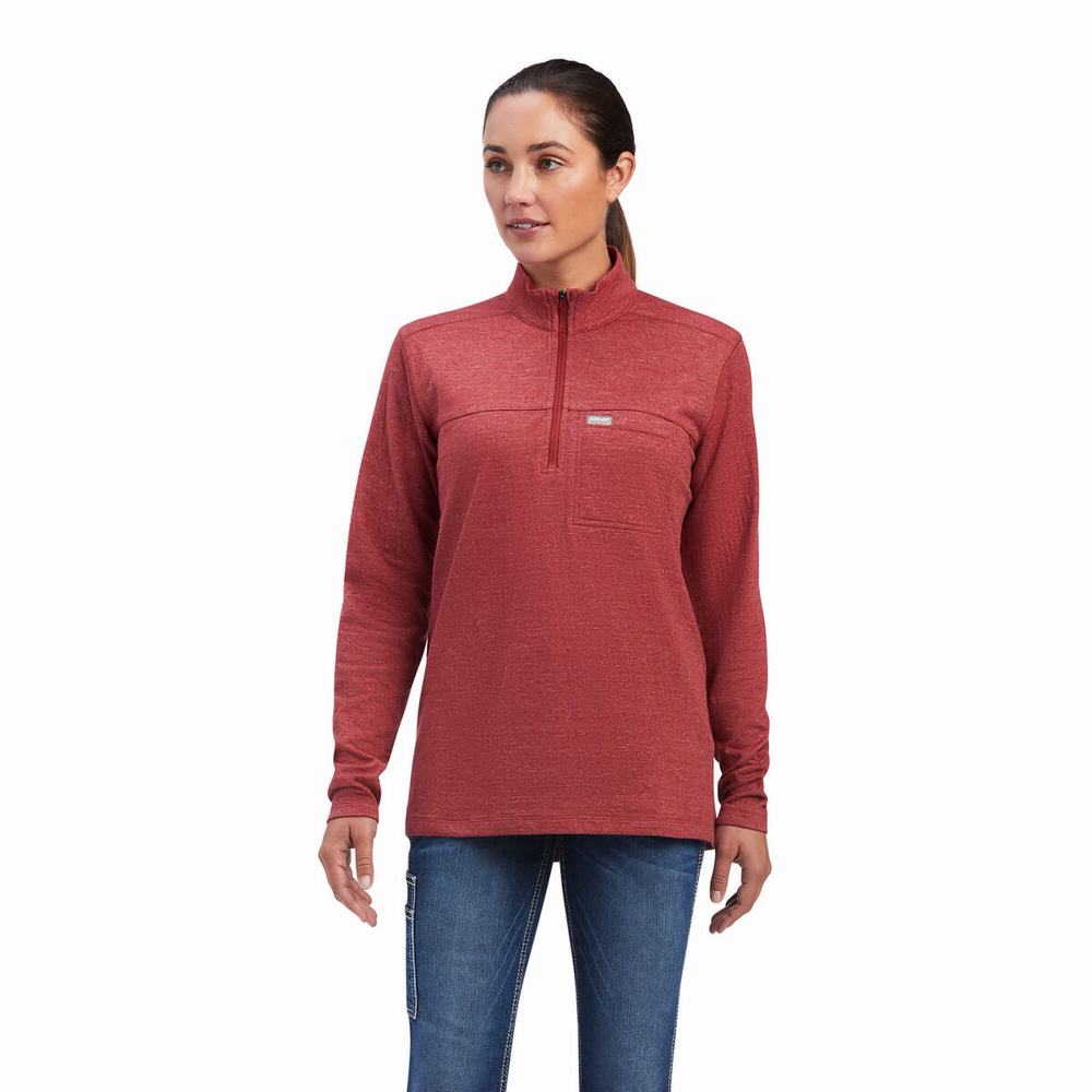 Women\'s Ariat Rebar Foundation 1/4 Zip Shirts Multicolor | GB2961YTC