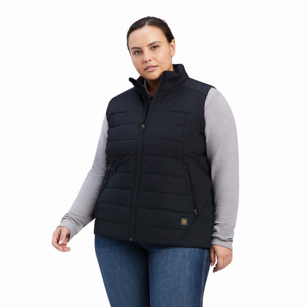 Women's Ariat Rebar Valkyrie Stretch Canvas Insulated Vests Black | GB4368DRF