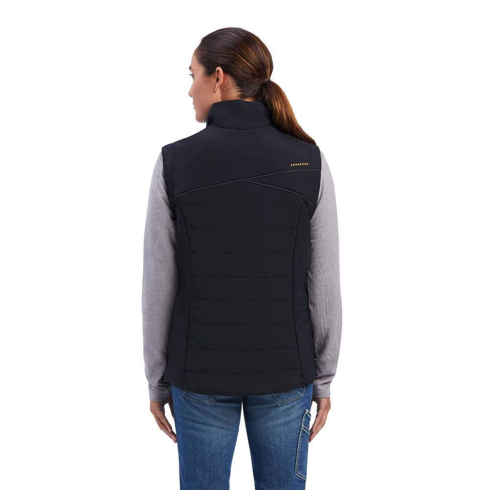 Women's Ariat Rebar Valkyrie Stretch Canvas Insulated Vests Black | GB4368DRF