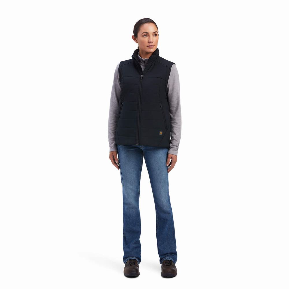 Women's Ariat Rebar Valkyrie Stretch Canvas Insulated Vests Black | GB4368DRF