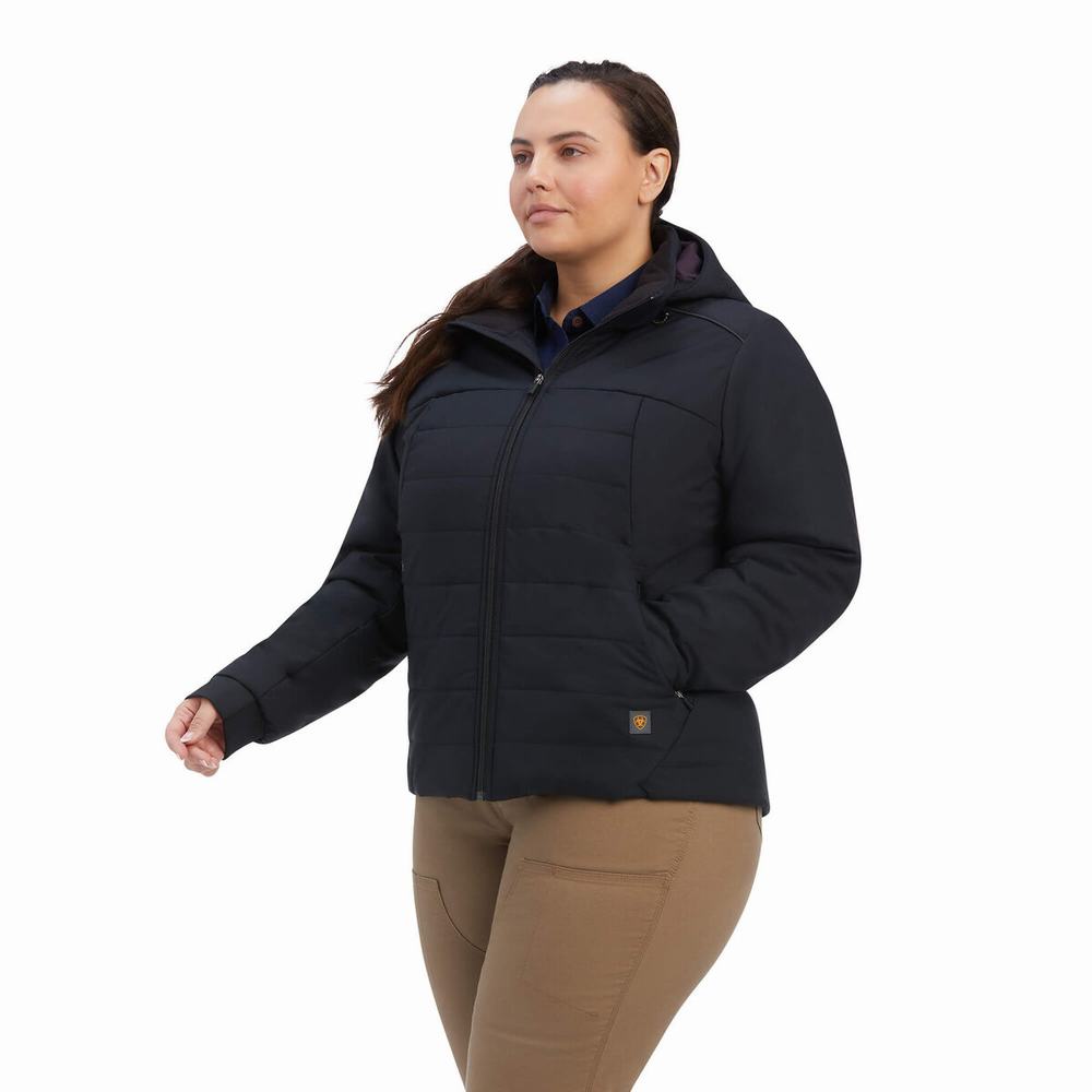 Women's Ariat Rebar Valkyrie Stretch Canvas Insulated Jackets Black | GB4915JFS