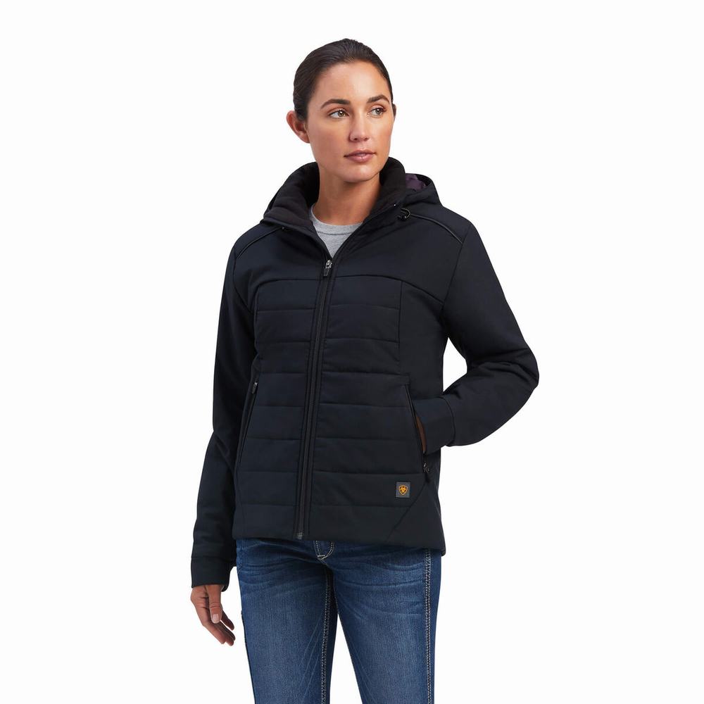 Women\'s Ariat Rebar Valkyrie Stretch Canvas Insulated Jackets Black | GB4915JFS