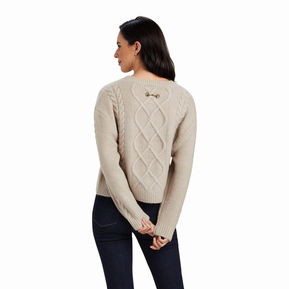 Women's Ariat Winter Quarter Sweaters Beige | GB8613LHE