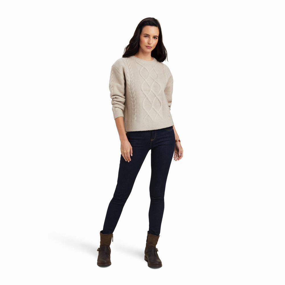 Women's Ariat Winter Quarter Sweaters Beige | GB8613LHE