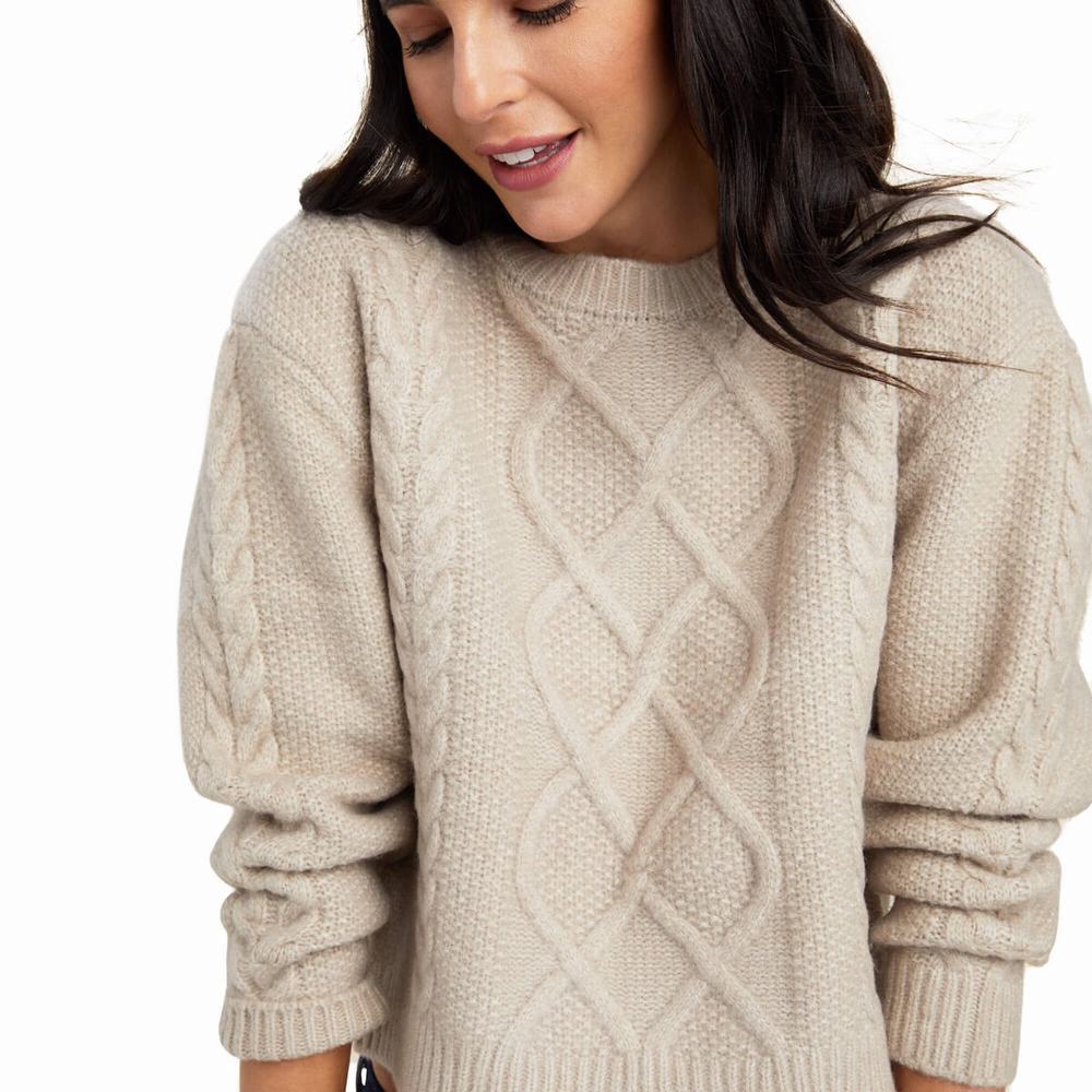 Women's Ariat Winter Quarter Sweaters Beige | GB8613LHE